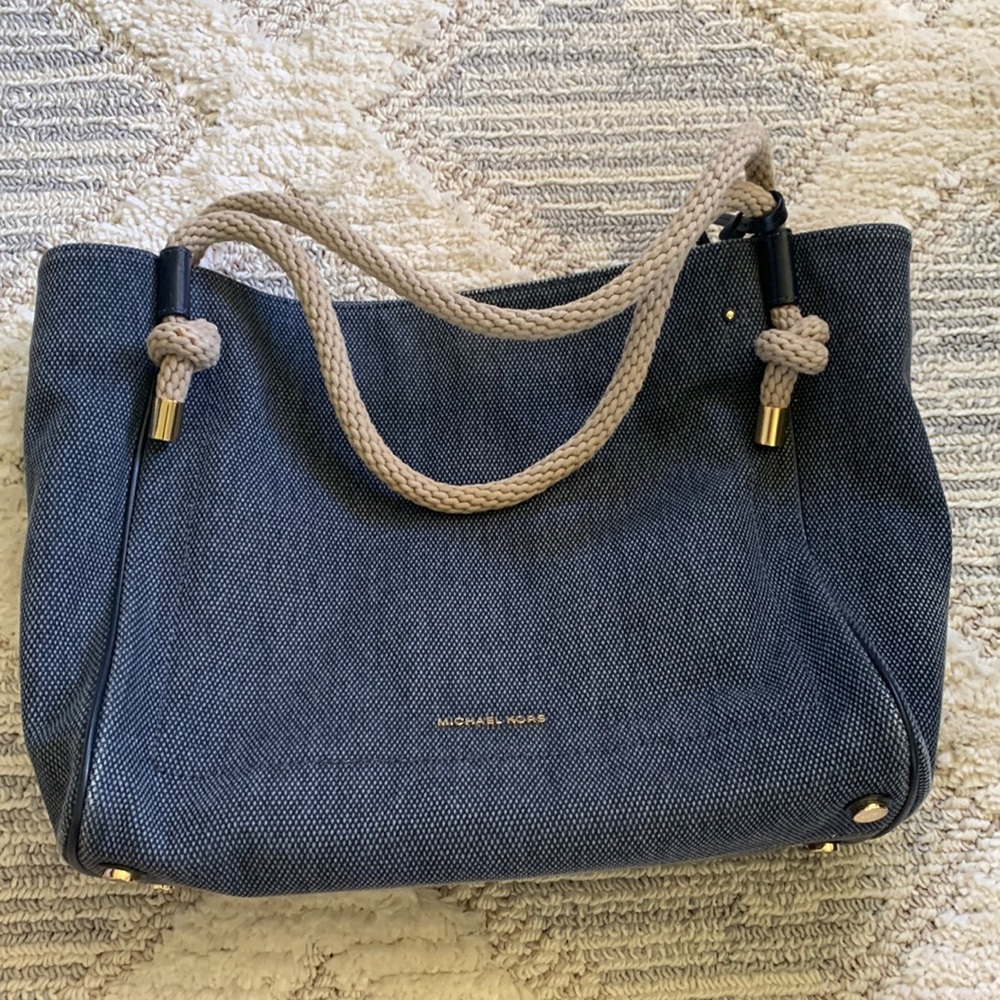 MICHAEL KORS DENIM ROPE HANDLE TOTE / SHOULDER BAG